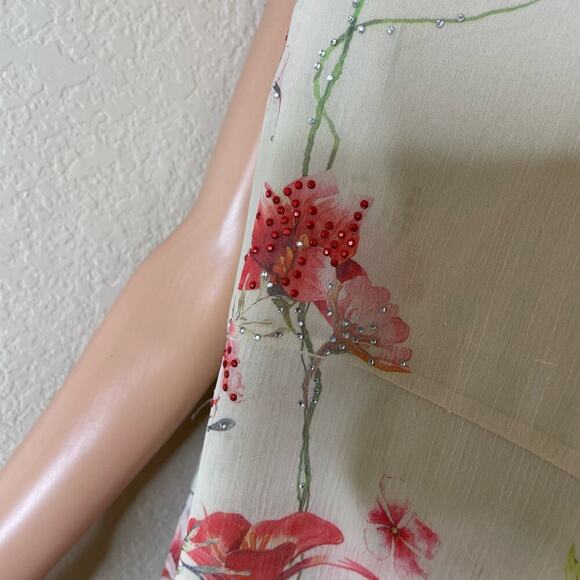 Cal Style top blouse floral asymmetric hem sleeveless floral vanilla floral 2XL - Picture 4 of 10